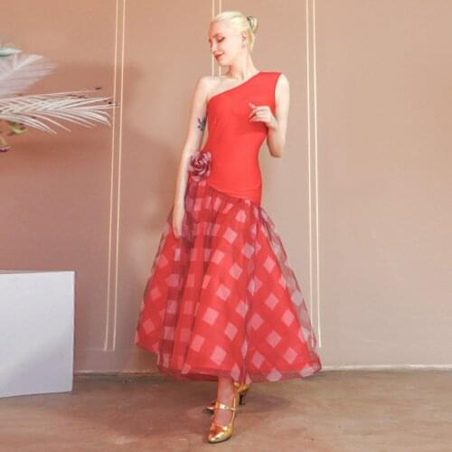 2021 New TL749 Female Latin Dance Dress Women Dot and One Side Shoulder Design Belly Dancing Performamnce Modern Dance Dress