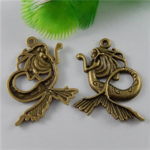 GraceAngie 10PCS Antique Bronze Alloy Pendant Imitation Beautiful Fairy Tale Mermaid Charms Jewelry Finding Crafts Accessory