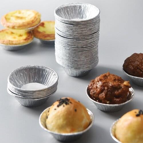 100pcs Aluminum Foil Egg Tart Pan Molds Mini Pot Pie Disposable Round Plate Cups Cupcake Tin Tray Tart Baking Bake Set Case T2T7