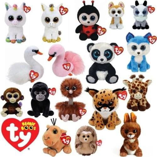 15cm Ty Big Glitter Eyes Monkey Giraffe Pig Plush Stuffed Animal Collectible Doll Unicorn Owl Fox Toy Christmas Birthday Gift