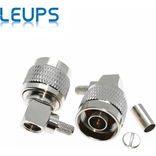 2PCS N Male Right Angle Crimp RG58 RG142 LMR195 RG223 50-3 Cables RF Connector