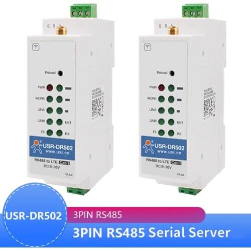 2PCS USR-DR502-E Din-rail 4g Lte Cat 1 Modem 9-36v Wide Range Support Rs485 Serial Port Built-in 35mm Noise Rail Seat