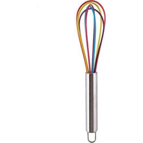 2019 Kitchen Egg Frother Milk Beater Blender Colorful Silicone Balloon Wire Stainless Steel Whisk Mixer LX7189