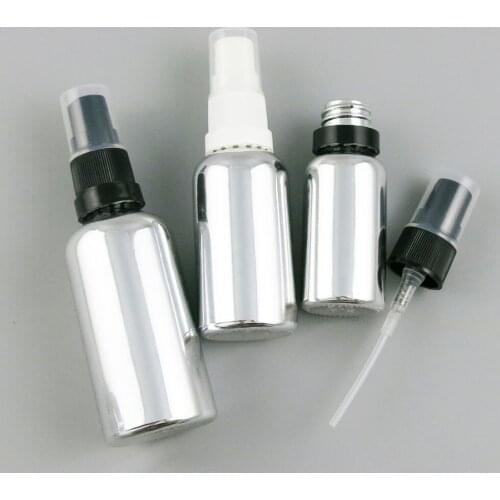 360 x5ml 10ml 20ml 30ml 50ml 100ml Refillable Empty Silver Glass Skin Care Essence Oil Bottle With Tamper Evident Sprayer