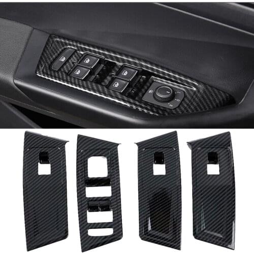 For Volkswagen VW T-ROC 2017 2018 Interior ABS Carbon Fiber Window Switch Panel Frame Cover Trim Left driver
