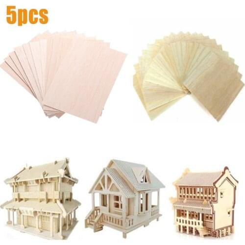 5 pcs/Set Multi-size Wooden Plate Balsa Wood Sheets for DIY House Ship Aircraft Boat Model Toys Craft