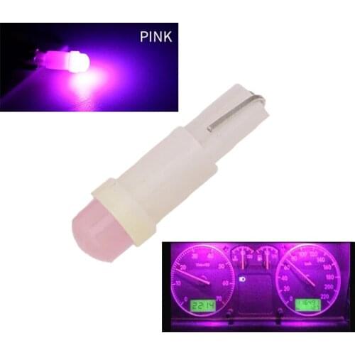 50Pcs Purple 12V Mini 3D T5 74 2721 LED Bulbs Super Bright COB Chips Lamp For Car Dashboard Instrument Lights Dome Lights
