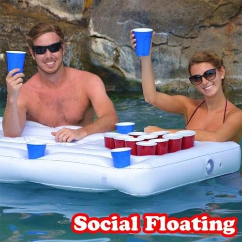 Beer Pong Pool Mat Floating Row Inflatable Swimming Pool Mattress Water Table Entertainment Floating Pad For Party 180x80cm