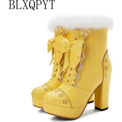 BLXQPYT Winter Warm women snow Boots 2019 Big Size 34-48 Knee High Boots Zip High Heels Long Platform Knight shoes woman 8759