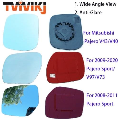 TVYVIKJ Side Rearview Mirror Blue Glass Lens For Mitsubishi Pajero Sport V43 V40 V97 V73 2008-2020 Wide Angle View anti glare