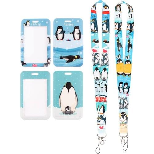 MD917 DMLSKY Cartoon Penguin Lanyard Card ID Badge Holder Keychain Holder Key Rings Accessories Gift