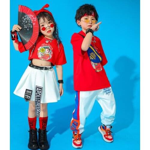 Kids Competitions Hip Hop Show Outfits Carnival Tshirt Pants For Girls Boys Ballroom Jazz Dance Costume Clothes Street Wear