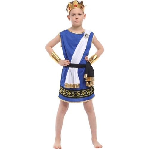 Kids Boys Ancient Greek mythology Zeus cosplay Fantasia Halloween Olympus God Costume Children King Carnival Masquerade Dress