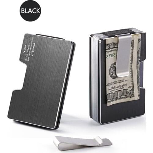DIENQI Rfid Anti Metal Card Holder Men Wallet Money Bag Black Slim Male Mini Smart Magic Minimalist Pocsafe Wallet Aluminum 2021