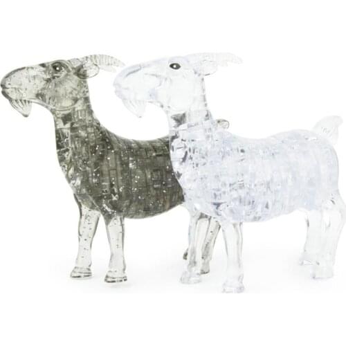 DIY 3D Clear Crystal Puzzle Assembly Goat Animal Model Crafts Educational Children Toy Goat Action Figures Toys