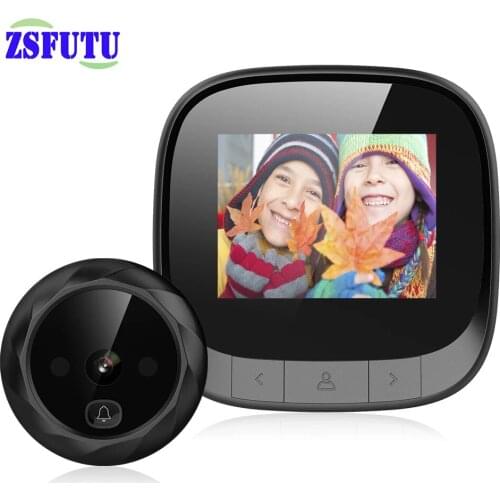 ZSFUTU 2.4" LCD Screen Electronic Door Viewer Bell IR Night Video Doorbell Peephole Camera Photo Recording Digital Smart Cat Eye