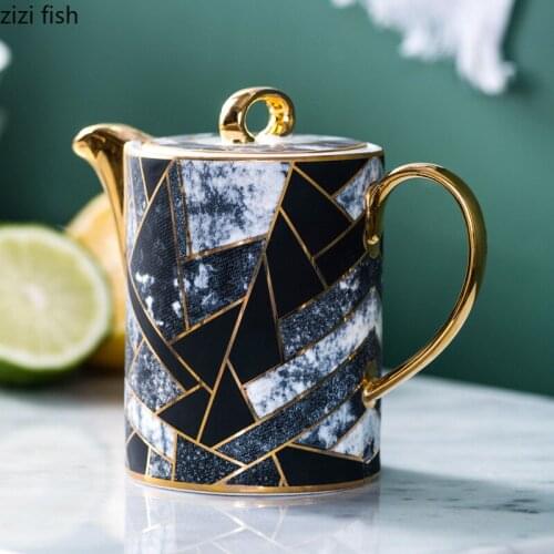 European Geometric Pattern Ceramic Oil Pot Seasoning Jar Household Kitchen Vinegar Bottle Seasoning Bottle Porcelain Home Decor