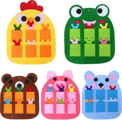 1 Set Felt Animals Elf Kindergarten Teaching Tools Brain Development Crafts for Kids Toys Attendance Record Morning Check Bag