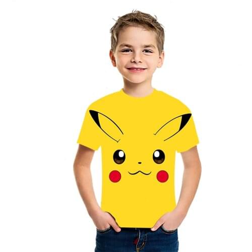 Pikachu Anime T-Shirt Boys' And Girls' 2021 Summer 3D Printing New Childrens Short Sleeve Cotton Trendy Japanese Top
