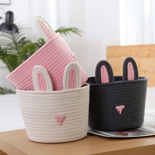 Ins wind Nordic simple environmental protection cute desktop childrens cartoon storage basket cotton rope toys snacks home