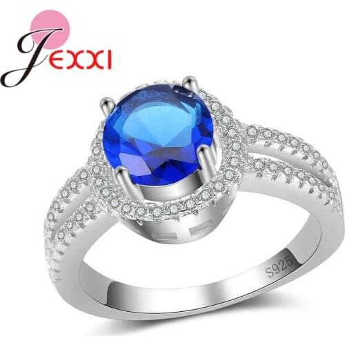 Finger Rings Exquisite Trendy 925 Sterling Silver Four Colors Clear Cubic Zirconia For Women Female Best Gift Crystal