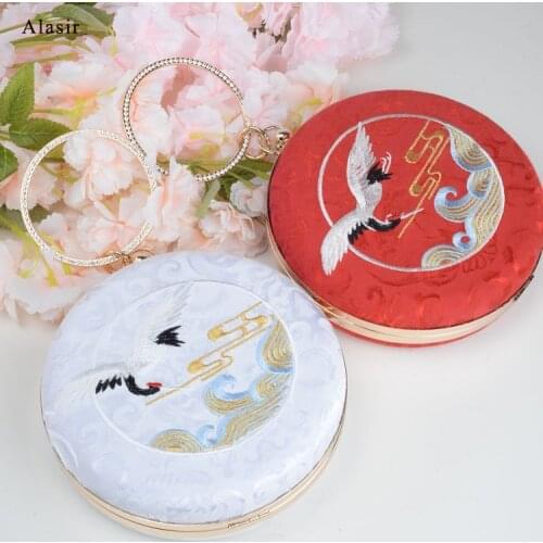 Alasir Hanfu Embroidery Round Women Bags Shoulder Bag Messenger Bag Chinese Style Antique Bag Circular Vintage Designer Bags
