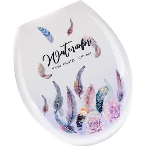 1PC 18 Inches Thickening Printed Toilet Lid U-shaped Toilet Seat Cover Universal Toilet Lid Creative Patterns Toilet Sea