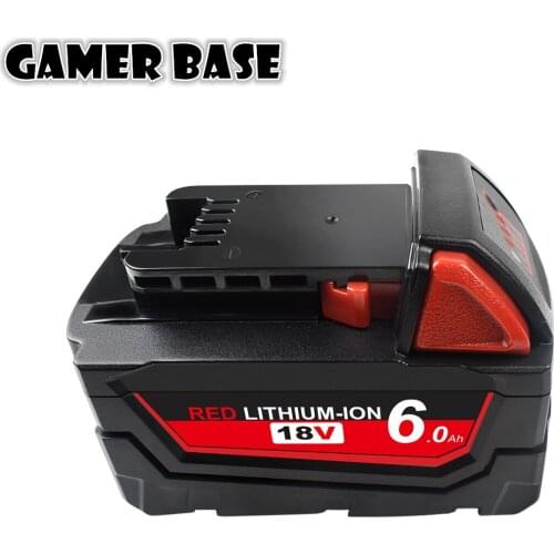 GAMER BASE 6.0Ah 18V Li-ion Tool Battery for Milwaukee M18 48-11-1815 48-11-1850 Repalcement M18 Battery 2646-20 2642-21CT