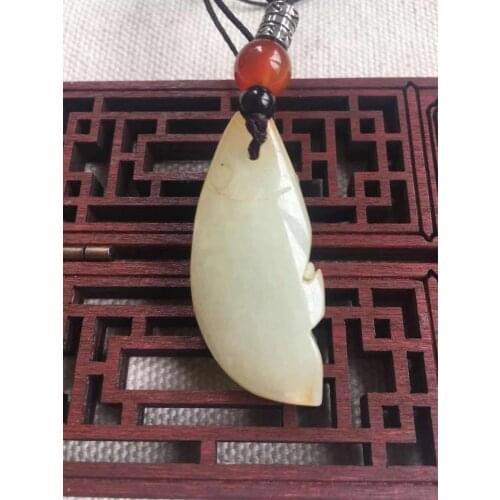Natural hetian jade A HandCarved fish jadeite jade white jade pendant jade necklace jewelry necklaces men women jewelry