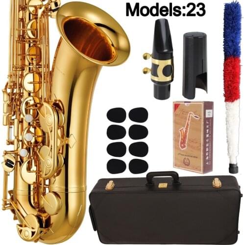 New MFC Tenor Saxophone 23 Gold Lacquer Sax Tenor Mouthpiece Ligature Reeds Neck Musical Instrument Accessories With Case