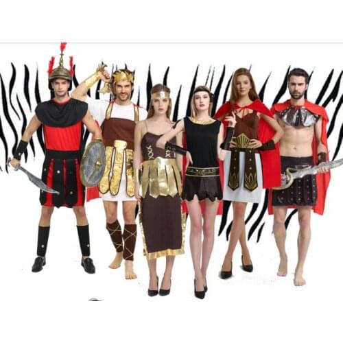 New Adult Roman Greek Gladiator Warrior Princess Prince Spartan Costume Party Masquerade Cosplay Halloween Costumes Couple Dress