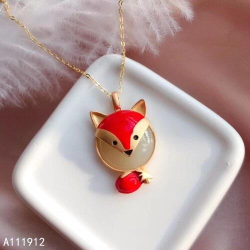 KJJEAXCMY fine jewelry natural white jade Jasper 925 sterling silver new women fox pendant necklace support test luxury trendy