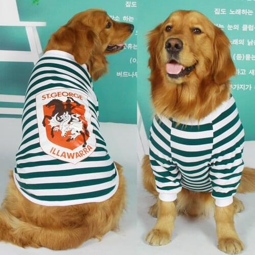 Big dog clothes Big dog pajamas Large dog striped dog coat Stretch soft dog T-shirt Spring and Autumn