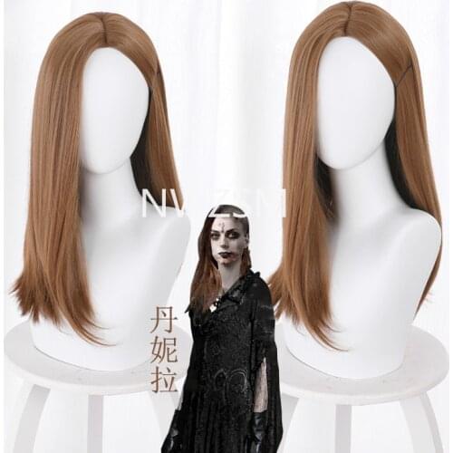 Game Village Daniela Wig Cosplay Vampire Madams Daugther Village Cosplay Headwear Long brown Wig Free Wig Cap