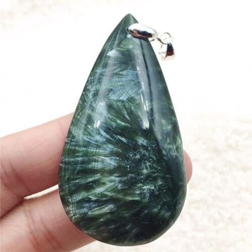 Genuine Natural Green Seraphinite Pendant Crystal 59x33x8mm Women Men Water Drop Crystal Seraphinite Necklace AAAAA