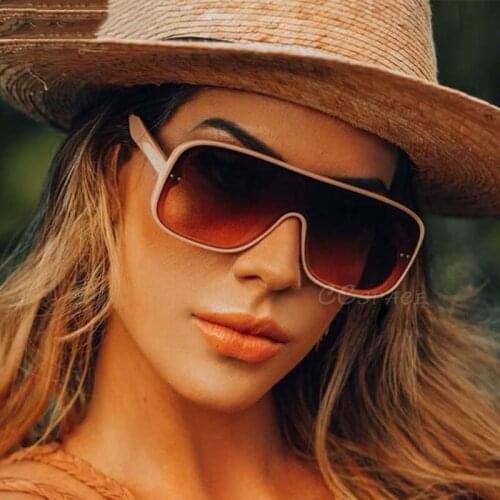 Veshion One Lens Square Simple Sunglasses Men Women Fashion UV400 Glasses