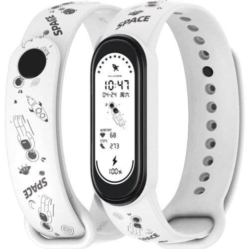 Cartoon Print Strap for Xiaomi Miband 5 6 Silicone Replacement Sports Watchbands Waterproof NFC Wristband for Mi Band 4 3