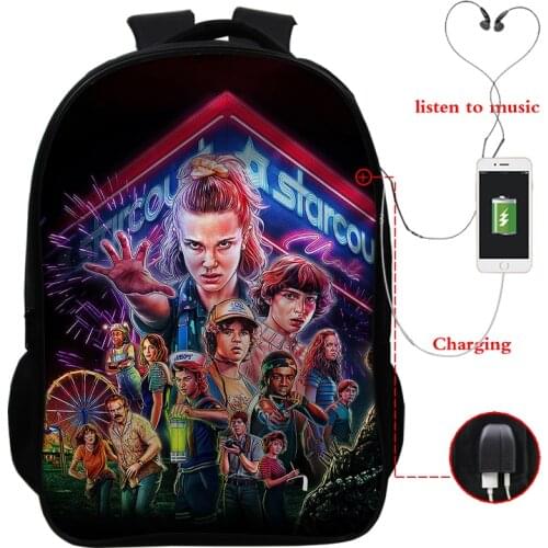 Mochila Stranger Things Backpack 16 Inch Sac A Dos 3 School Bags for Teenage Girls Bookbag Cartera Mujer Hombre Rucksack Bagpack