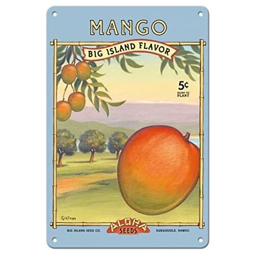 Mango - Aloha Seeds - Big Island Seed Company - Big Island Flavor - Seed Packet by Kerne Erickson Metal Tin Sign