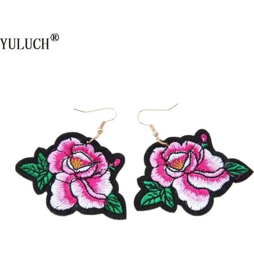YULUCH 2018 New Punk Rose Flower Drop Earrings Acrylic Rock Red Flower Drop Earrings For Women Girls Party Personality Jewel