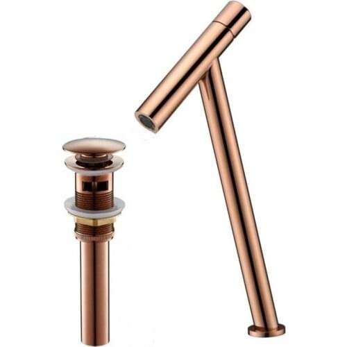 Vidric Rose Gold Bathroom Basin Faucet Hot and Cold Single Handle Lavatory Mixer Tap Brass Material with Pop-Up free