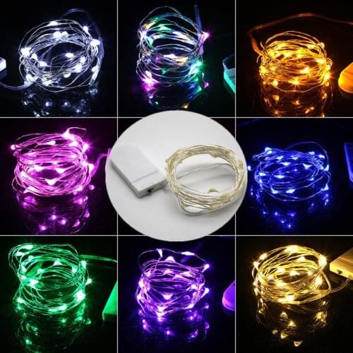 Mini LED String lights 1M/2M Copper Wire Garland Home Christmas Wedding Party Decoration Powered by CR2032 Battery Fairy light