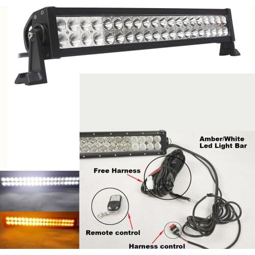 22" offroad 120W led light bar 4X4 White Amber Romote Control Car Led work lights bar 24modes Free Wire Harness For Jeep Ford