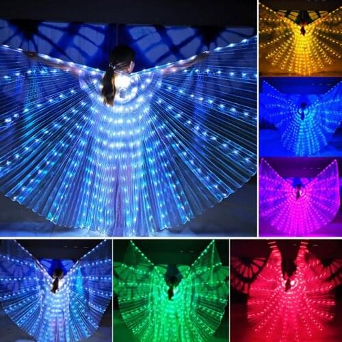 145cm Long LED Belly Dance Cloth Costumes Isis Angel Butterfly Shawl Fairy Performing Clothing Glow Light Up Costumes With