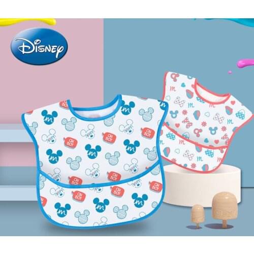 Disney Cute Mickey Mouse Minnie Bib Eating Rice Pocket Baby Eating Waterproof Bib Super Soft Printing