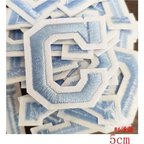 Embroidery Brand Patch Light Blue Color Name Letter Sew on Transfer Iron on Sticker Baby Clothes Bag Decoration