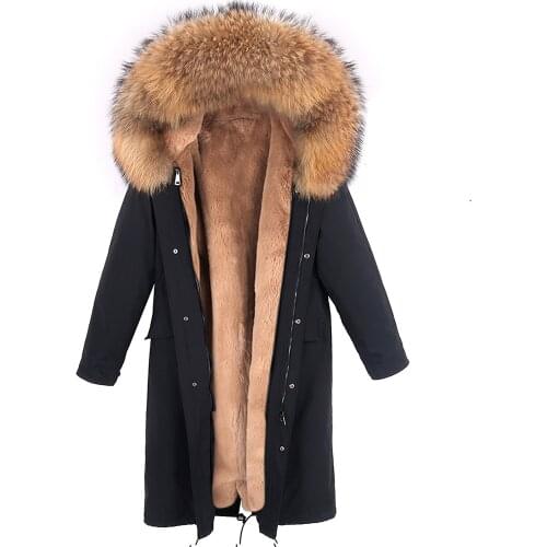 X-long Parka Waterproof Faux rabbit fur Liner Women 2021 New Natural Raccoon Fox Fur Hood Real Fur Coat Detachable Streetwear