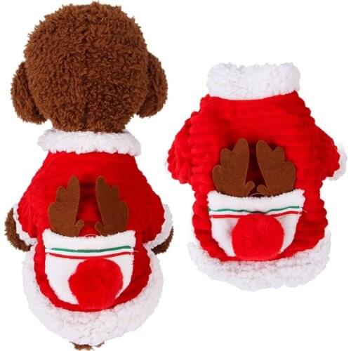 Winter Warm Christmas Pet Clothes for Dogs Cats Elk Pattern Thickening Coat Jacket Puppy Clothing Christmas Costume