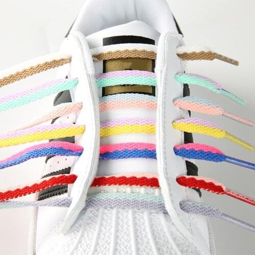 1 Pair Two color stitching Shoelace Female Ins Trend Laces Shoe Off Elasticity Flat Shoelaces Sport Boot Shoe Casual Men Laces
