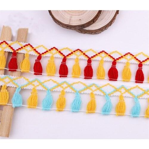 1yards Lace Trim Sewing Ribbon Tassel Fringe Cotton Ethnic Latin Dress Stage Garment Curtain Decorative Diy Accessories